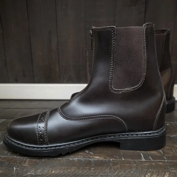 TuffRider Womens 7.5 Chocolate Brown Starter Front Zip Paddock Boots Riding EUC - Picture 8 of 12